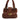 Chloé Victoria tote i cognacfarvet læder med guldfarvet frontdetalje, set forfra