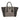Prada Twin Pocket tote i grå ruskind med logoplade, set forfra
